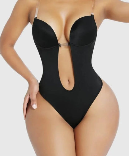 Strapless U Plunge Thong Bodysuit