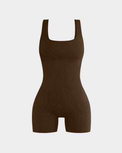 Ribbed Sleeveless Sport Bodysuit