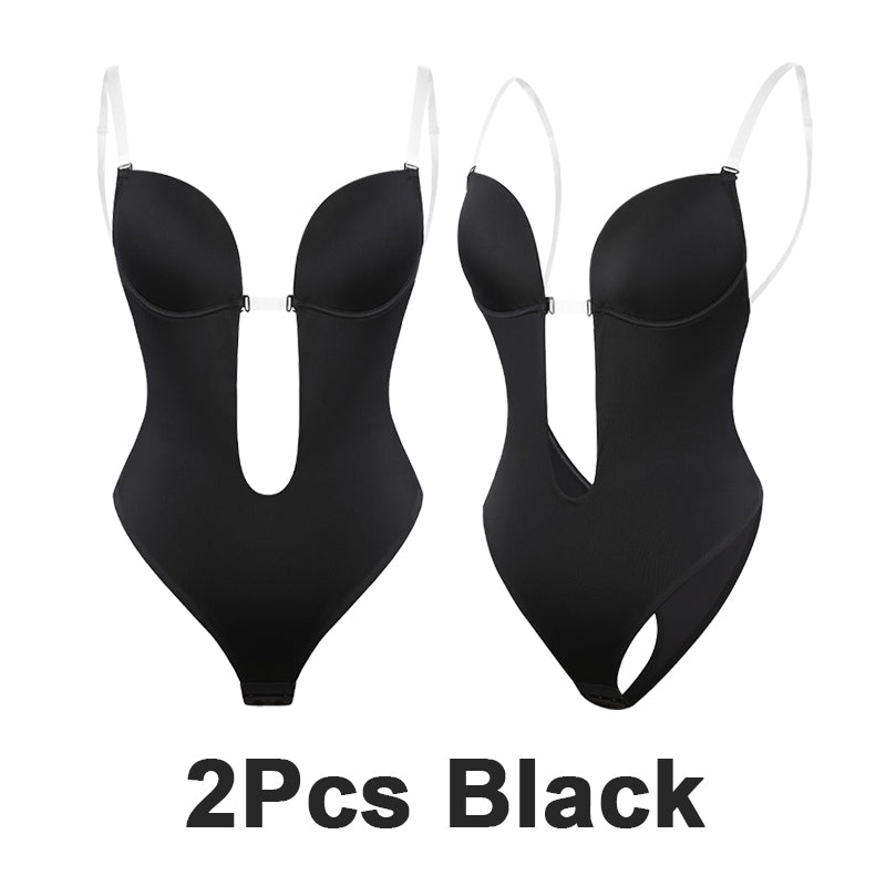 Strapless U Plunge Thong Bodysuit