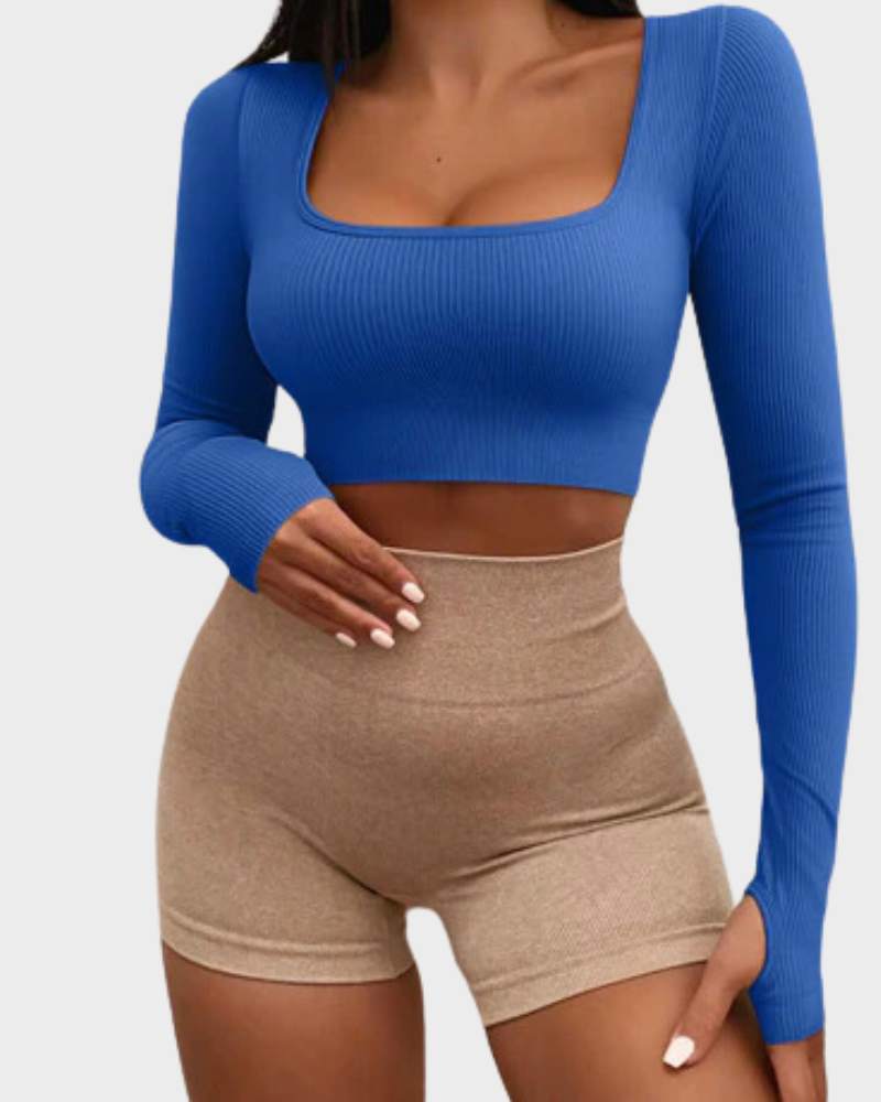 Seamless Exercise Long Sleeve Crop Tops