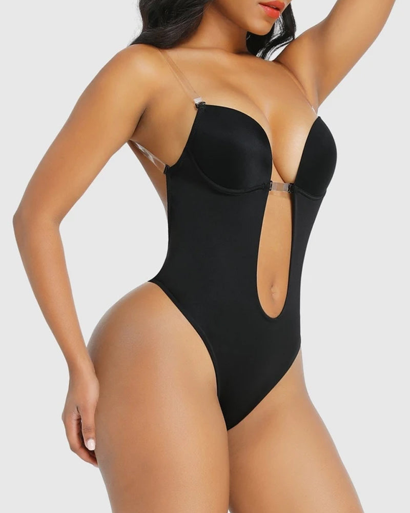 Strapless U Plunge Thong Bodysuit