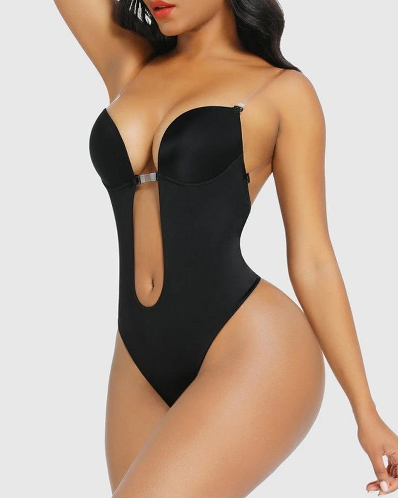 Strapless U Plunge Thong Bodysuit