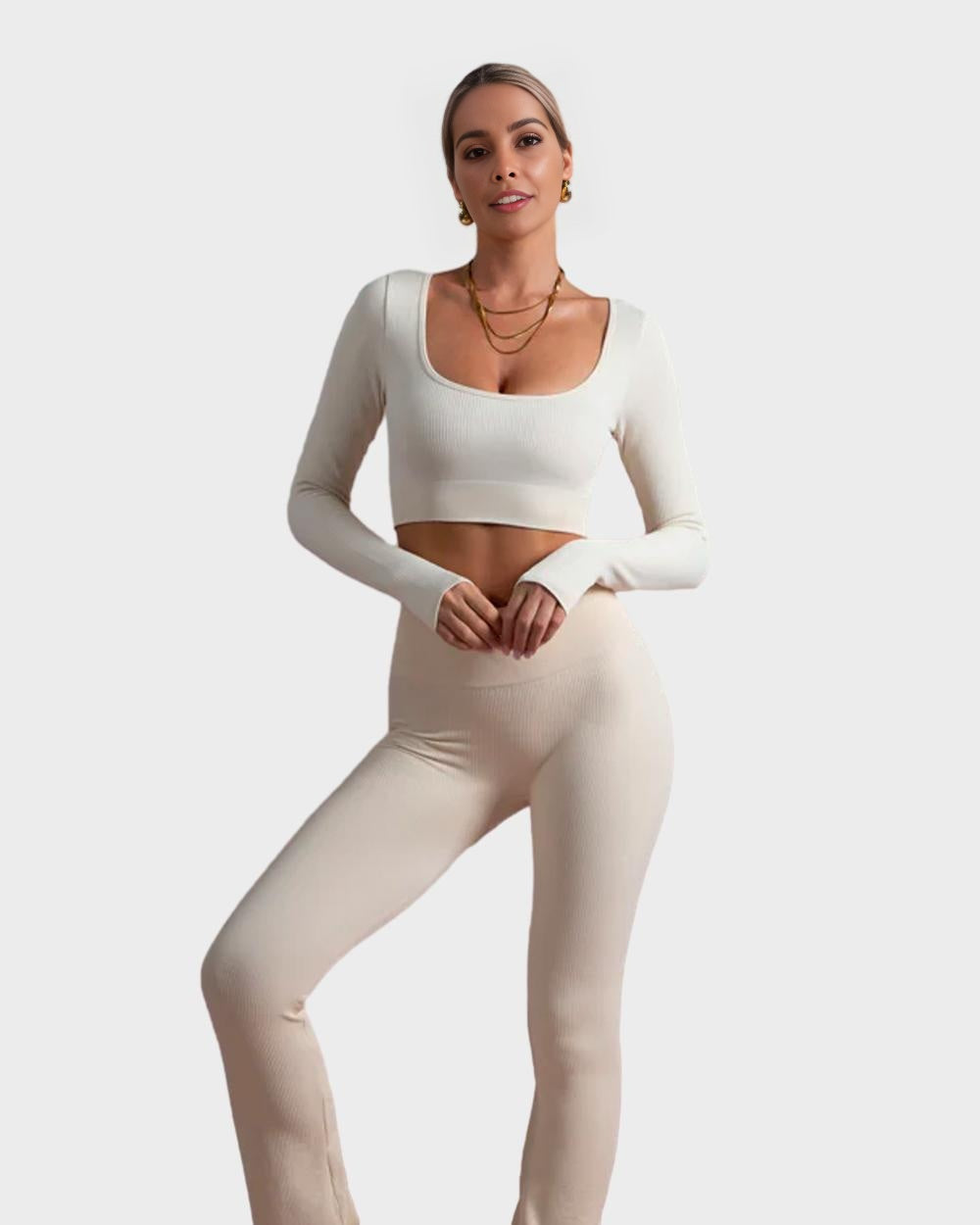 Seamless Exercise Long Sleeve Crop Tops