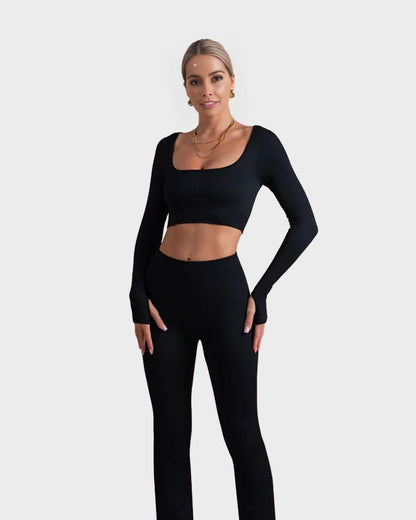 Seamless Exercise Long Sleeve Crop Tops