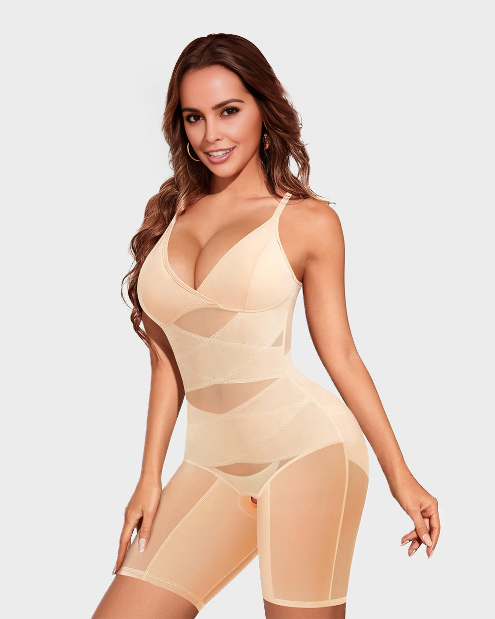 V Neck Mesh Breathable Shapewear