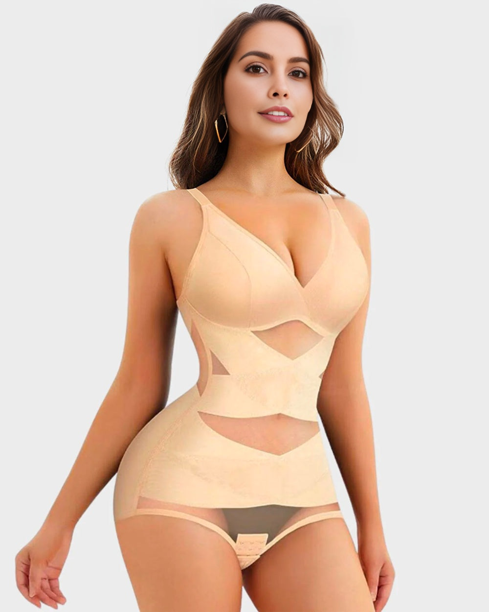 V Neck Mesh Breathable Shapewear