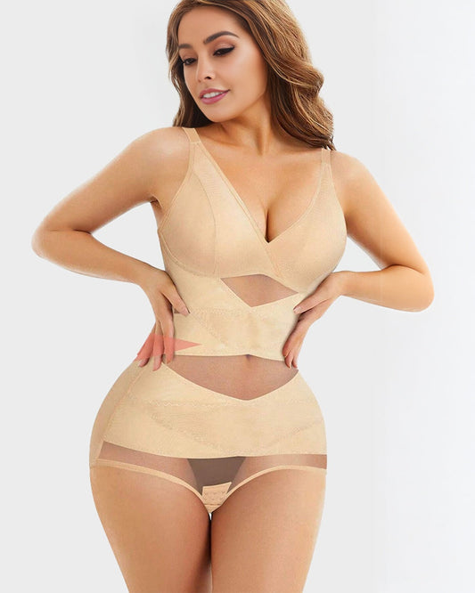 V Neck Mesh Breathable Shapewear