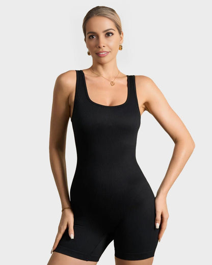 Ribbed Sleeveless Sport Bodysuit