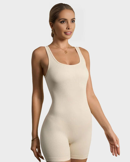 Ribbed Sleeveless Sport Bodysuit