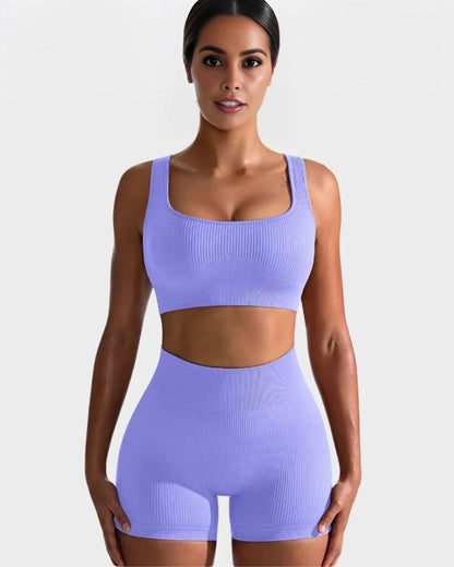 Seamless Ribbed Sports Bra Set