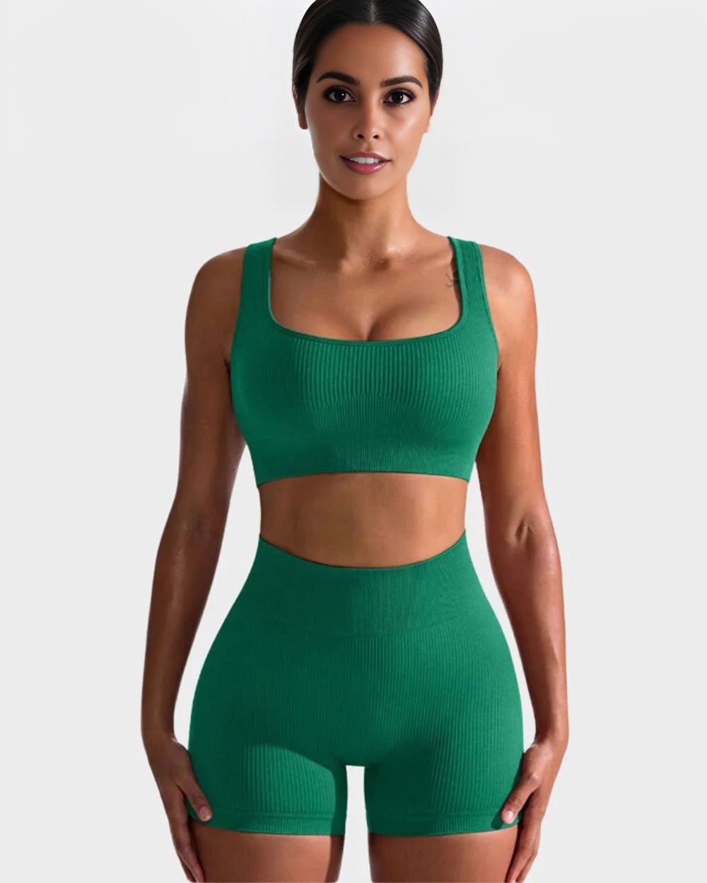 Seamless Ribbed Sports Bra Set