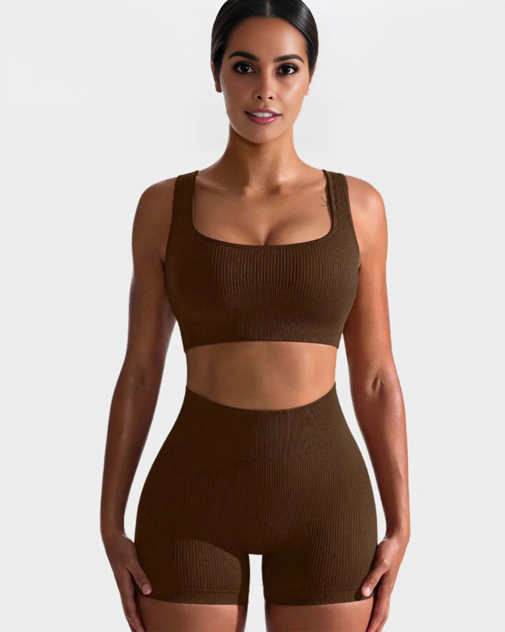 Seamless Ribbed Sports Bra Set