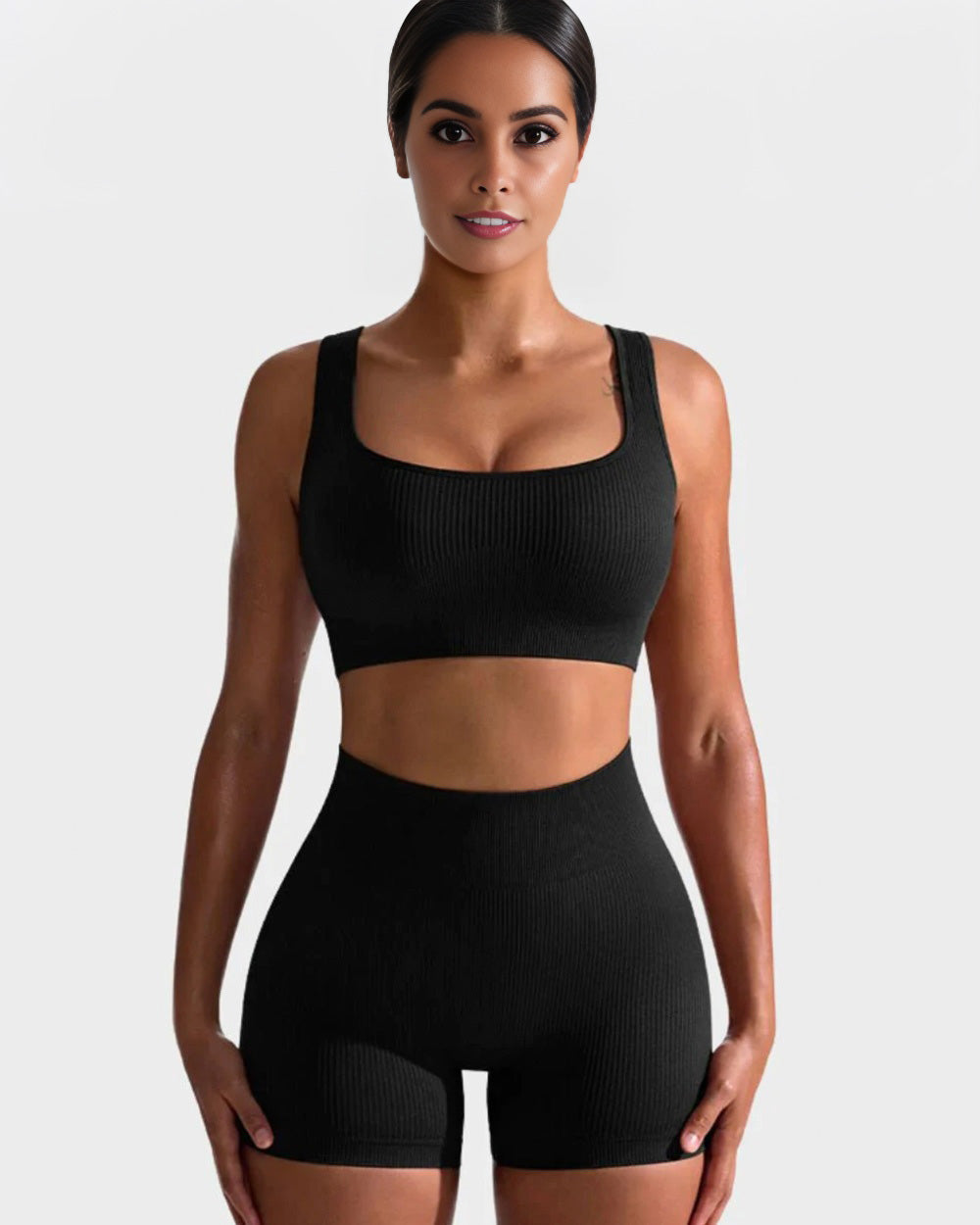 Seamless Ribbed Sports Bra Set